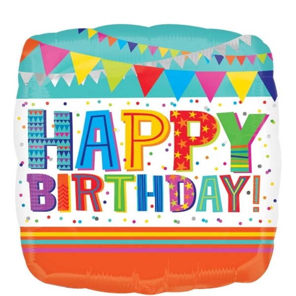 Bright and Bold Happy Birthday Foil Balloon 18in