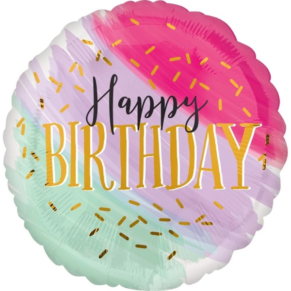 Water Color Birthday Foil Balloon 18in