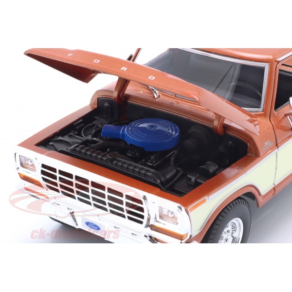 ⁦1:20 1979 FORD F150 PICK-UP MET BROWN/CREAM⁩ - الصورة ⁦3⁩