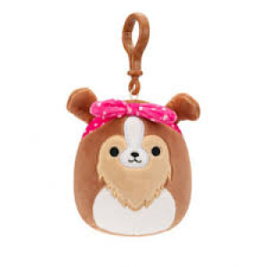 Squishmallows - Little Plush - 3.5" Clip-On - Andres - Brown Sheltie w/Heart Bandana