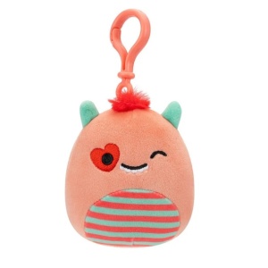 Squishmallows - Little Plush - 3.5" Clip-On - Willett - Peach Monster w/Striped Belly and Heart Eye