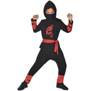Childrens Costume Ninja Warrior Black 4-6 Years