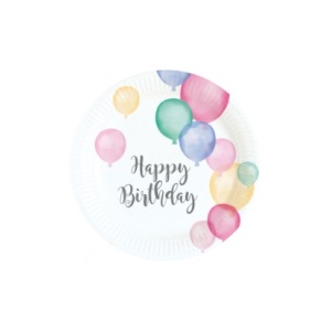 8 Plates Confetti Birthday Round Paper 18 cm