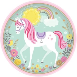8 Plates Unicorn Dreams Round Paper 23 cm