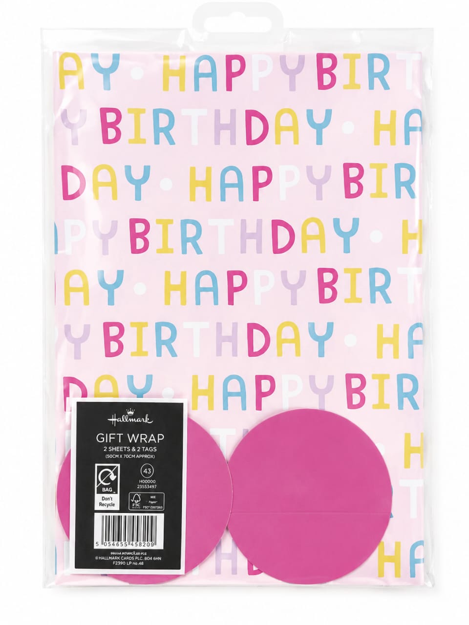 Wrap Gift 50cm X 70cm Pink HP